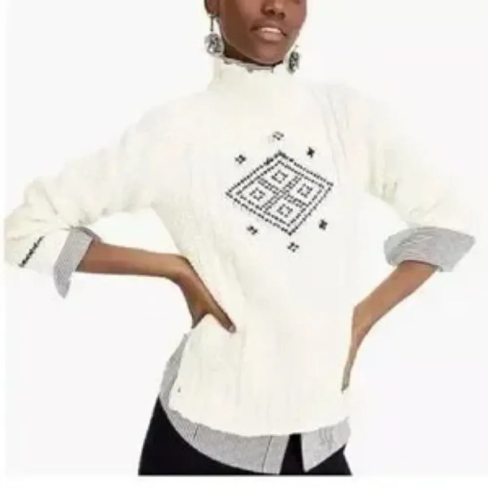 The Reeds X J.Crew |  Side Button Wool Blend Holiday Mock Neck Sweater | M